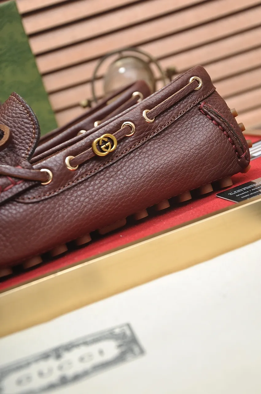 Men's Men's Shoes💰420💶【GUCCI】 (High-end Niuli) New 🍀Gucci*——Gucci Doudou Shoes! Made of imported original cowhide, the inner top layer is comfortable cowhide lining! Original wear-resistant rubber outsole! High quality products! Code number 38-44!